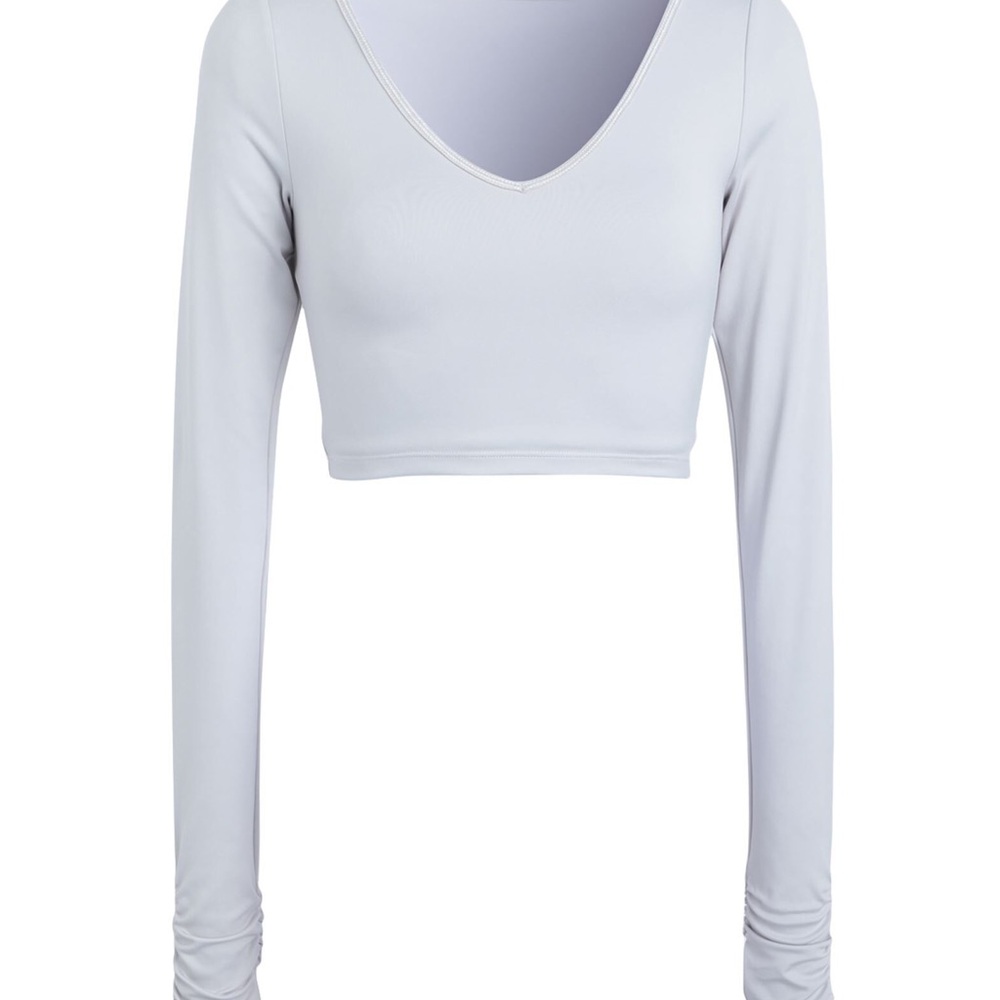 Frankie's Bikinis White Fitted Crop long sleeve